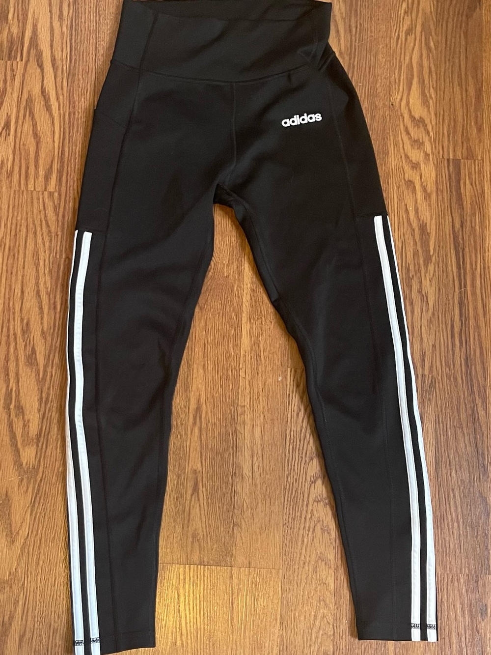 adidas Black Leggings with White Side Stripes